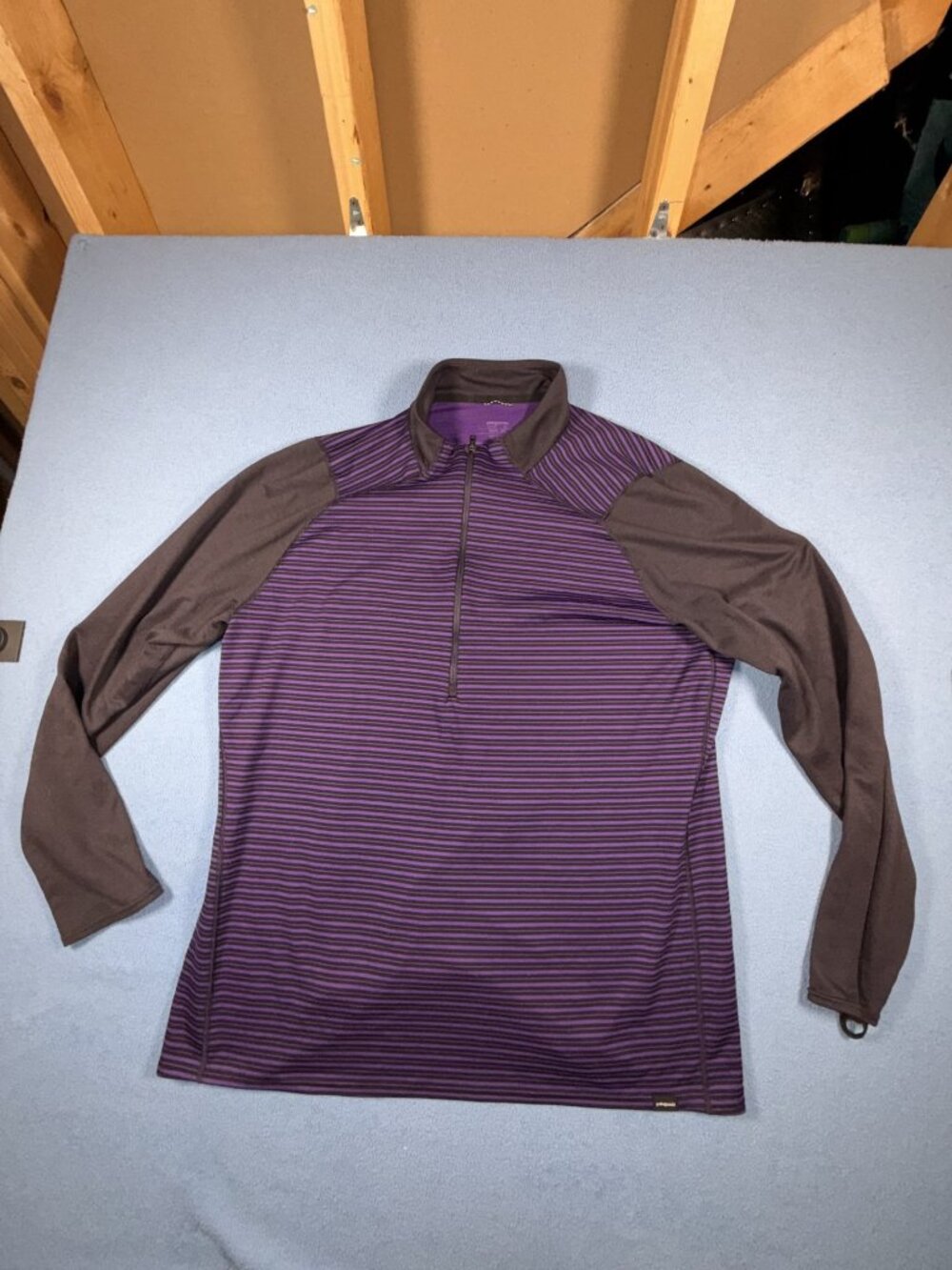 Patagonia Capilene Midweight Men's 1/4 Zip Pullover Purple Striped XXL
